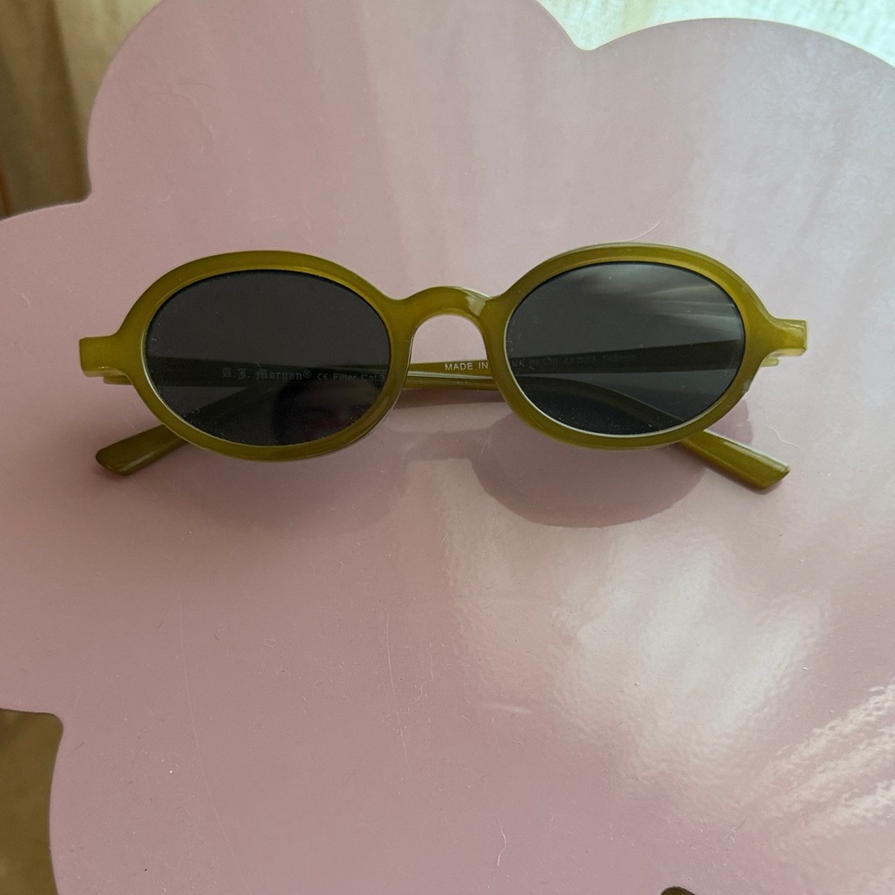Olive Green Oval Sunglasses